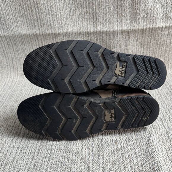 SOREL MAJOR CARLY Lace Up Leather Canvas Boot 8 Black Gray USED - Picture 8 of 12